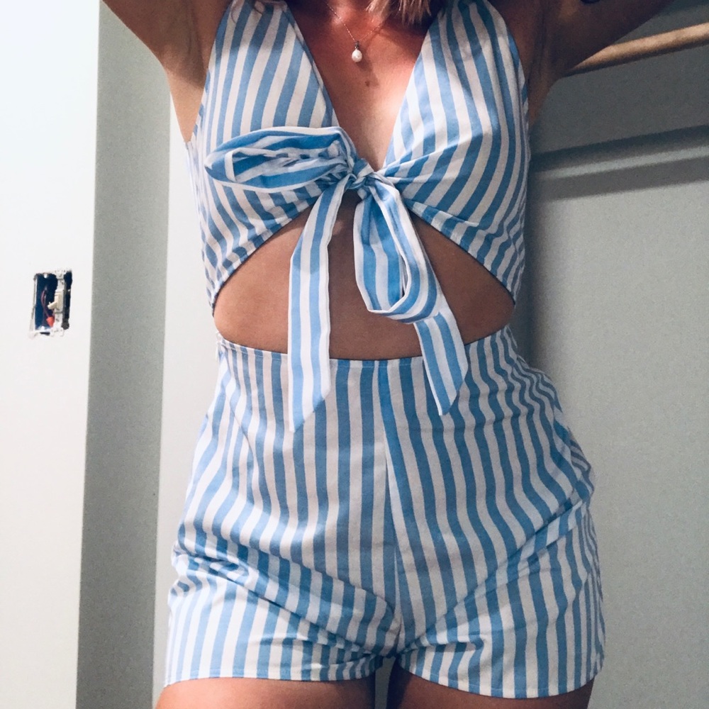 STRIPED VINTAGE STYLE ROMPER - Picture 2 of 2
